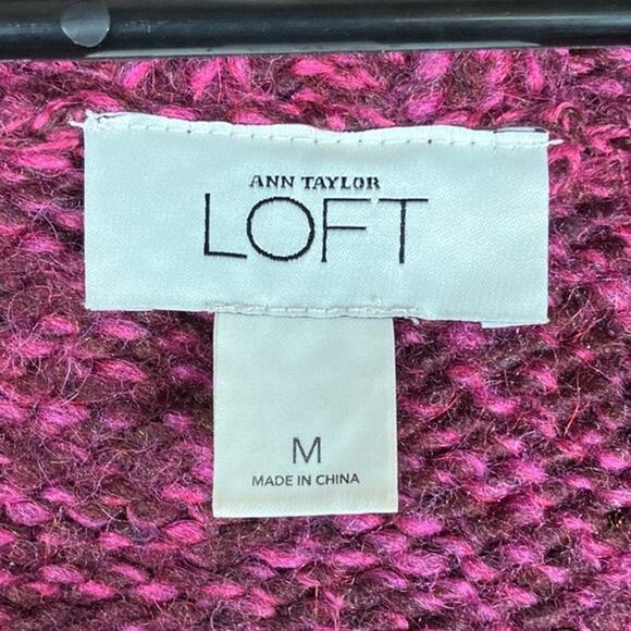 Ann Taylor LOFT Womens Sweater Pink Cardigan Open Belted Front Wool Blend M - Picture 6 of 12